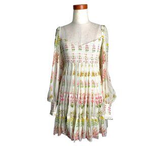 Hemant & Nandita dress smocked bodice long sleeves